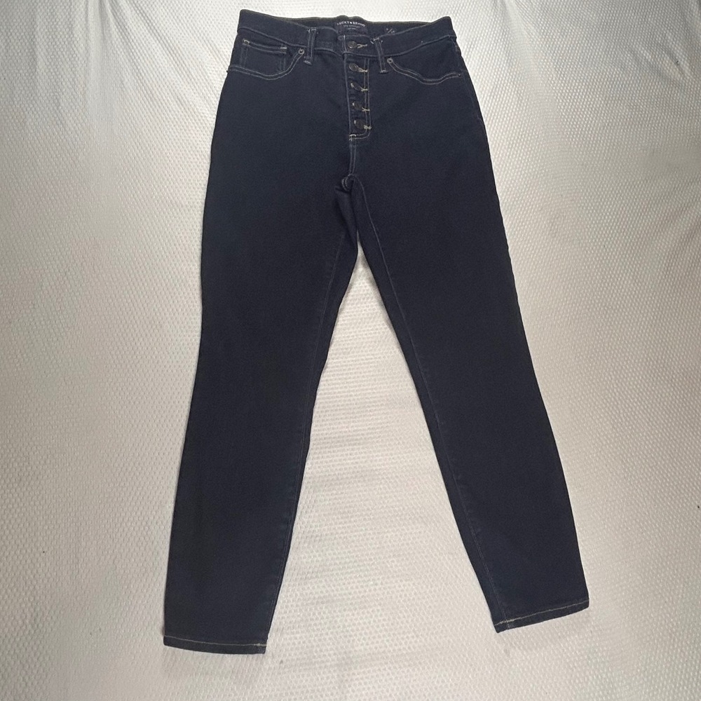 Lucky Brand Bridgette High Rise Skinny Ankle Jeans Button Fly Size 8/29 Indigo - Picture 2 of 11